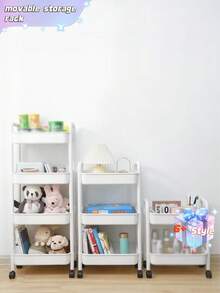 三层滚动式化妆品收纳架，独立式塑料多功能推车，带旋转托盘，易于组装，适用于办公室、浴室、厨房和食品储藏架等多种用途的收纳 - 无需用电。 - 彩色 - 查看 14