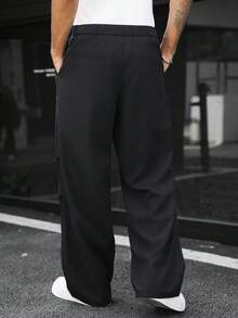Manfinity Homme 男士休闲新款黑色直筒裤，适合日常穿着，四季皆宜，ins风，休闲长裤，摄影必备，送给男友/老公的绝佳礼物，男士休闲 - 黑色 - 查看 2