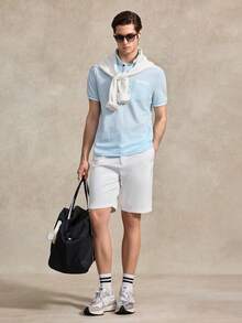 Courvante Manfinity Homme 男士纯色简约修身时尚休闲短裤，梭织面料，白色，男士款，情人节男士款，带拉链、抽绳和口袋，适合网球运动、休闲运动，父亲节礼物送给父亲和男友，男士服装 - 白色 - 查看 7