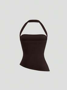 Sweetra Áo hai dây ôm sát gợi cảm mùa hè mới, áo vest ngắn không tay cho nữ - màu nâu - Xem 2