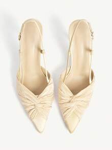 CUCCOO CHICEST Women's Twist Pointed Toe Elegant High Heel Shoes, Fashionable And Versatile For Daily Wear For Christmas - Champagne satin - View 2