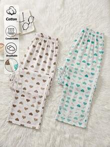 Women Allover Printed Regular 2pcs Multi Pack Sleep Bottoms - Multicolor - View 1