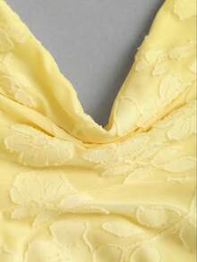 Sweetra Y2K性感优雅纹理面料露背度假波西米亚风百搭修身连衣裙 - 黃色 - 查看 5