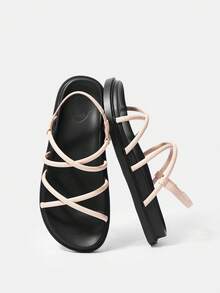 HighSole Của phụ nữ Đúng mốt Dép phẳng - Màu be - Xem 2
