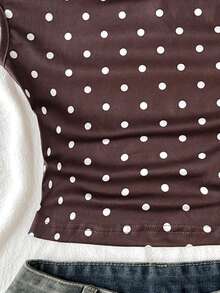 SHEIN Tween Girl Casual Everyday Versatile Comfortable Off-Shoulder Metal Decor T-Shirt Tween Girl - Khaki - View 2