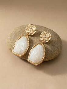 Arave 1 par Bohemian Lyxig Resin High-End klassiska mångsidiga örhängen - Beige - Visa 1