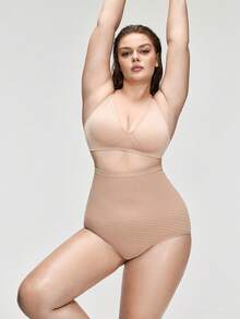 SHAPORA Plus Size Seamless High Waist Shaping Briefs For Women, High Elasticity, Mature Charm, Elegant, Soft, Non-Binding, Simple & Comfortable Underwear For Daily Wear - Apricot - View 7