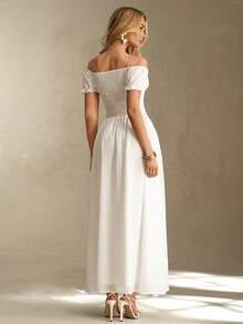 Glamine Charm Đầm chiffon tay cánh hoa màu trắng dành cho nữ, kiểu dáng thanh lịch, thích hợp cho kỳ nghỉ hoặc đám cưới, mùa xuân/hè. - trắng - Xem 3