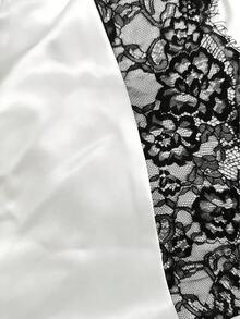 NOVVYNE Sexy Backless V-Neck Sleeveless Bodycon Dress, Contrast Lace Trim Spaghetti Strap Cocktail Dress - White - View 6