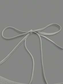 Sweetra Áo tắm nữ kiểu dáng thể thao giản dị, gợi cảm, tối giản, dây mảnh, buộc dây. - Xám - Xem 14