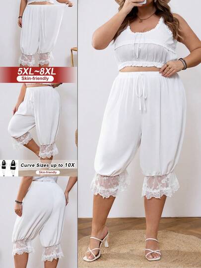 SHEIN CURVE+ Curve Size US22Music Festival, Seaside Vacation, BohemiaWomen In , Spring And Summer, Hawaii Beach Outings, Bloomers White Linen Pants