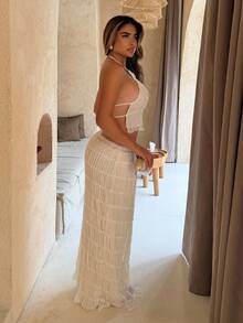 Maria Perezxox Trang phục hai mảnh dành cho phụ nữ mặc hàng ngày - Màu be - Xem 3