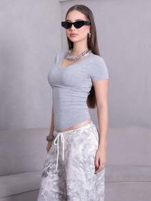 Duda Rubert 印花针织女式阔腿运动裤，休闲时尚，适合夏季 - 彩色 - 查看 4