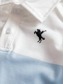 SHEIN Áo liền quần tay ngắn cổ polo in hình hiệp sĩ cho bé trai - Nhiều màu - Xem 6