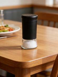 Mini Cute Stainless Steel Pepper & Salt Shaker, Rotating Cover Seasoning Bottle, Small Portable Powder Dispenser For Kitchen Cooking & BBQ - Black - View 5