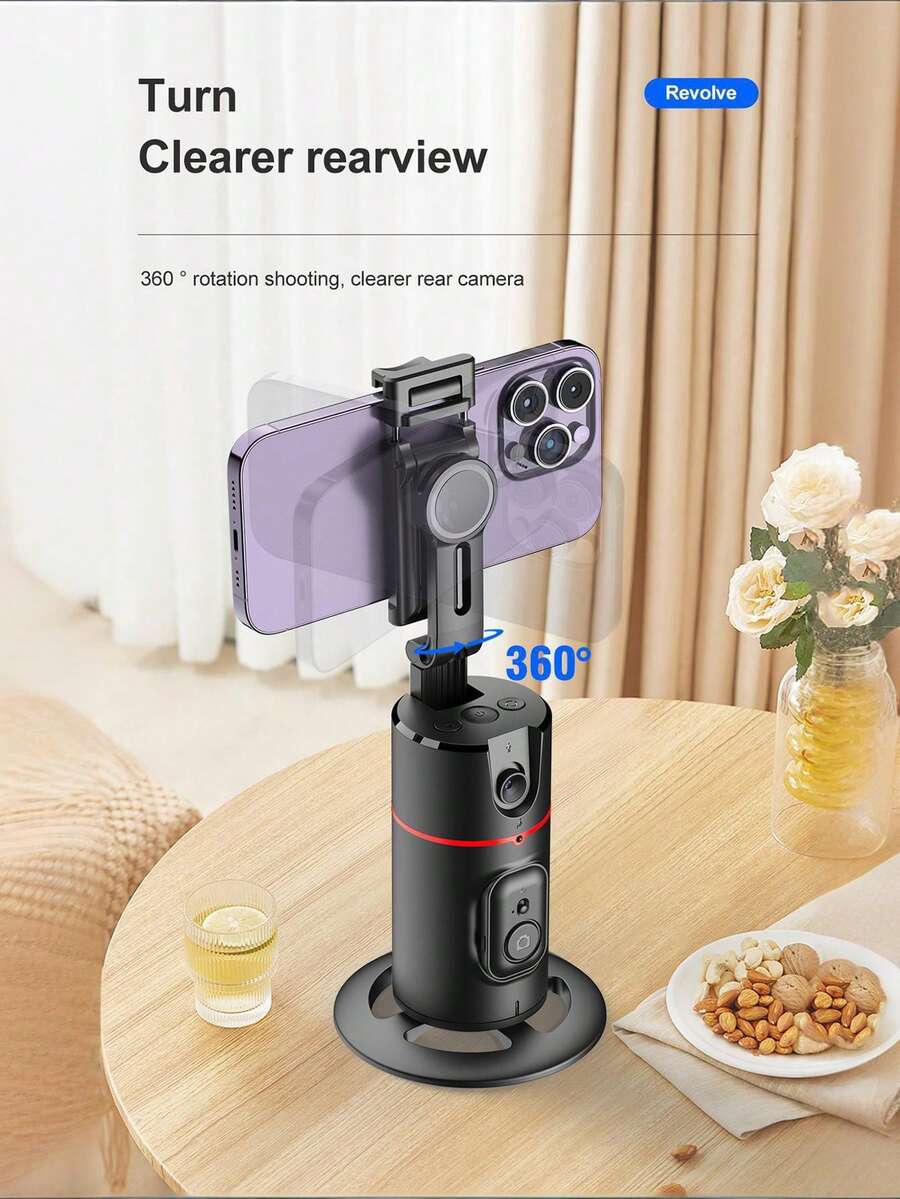 Teckwe It Has An Automatic Face Tracking Function, A Foldable Design And 360° Rotation, And Is Suitable For Smartphones. It Includes A Shooting Stand With A Remote Selfie Stick, No App Required, Supports Gesture Control, And Is Very Suitable For Vlog . 1200mAh.