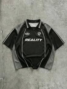 AXEPEAK Men's Casual Printed Short Sleeve Polo Shirt - Black - View 1