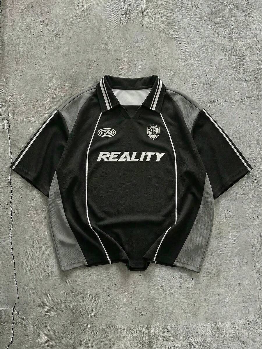 AXEPEAK Men's Casual Printed Short Sleeve Polo Shirt - Black - View 1