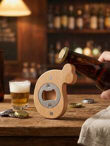 Cirelle Whale-Shaped Wooden Bottle Opener - Cute Handheld Cap Remover, Essential Kitchen Gadget - Multicolor - View 3