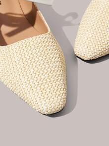 Styleloop Giày bệt nữ, kiểu dáng slip-on, điểm nhấn nơ 3D trang trí, phong cách Bohemian, retro Mỹ, miền Tây, thích hợp cho lễ hội âm nhạc, tiệc tùng, là món đồ thiết yếu cho kỳ nghỉ xuân, váy Bohemian, trang phục ngày lễ, đồ dùng cần thiết khi đi du lịch. - Màu hạnh nhân nhạt - Xem 4