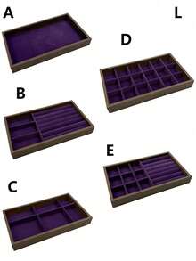 Khay đựng trang sức bằng nhung, hộp đựng trang sức dung tích lớn với các ngăn riêng biệt, giá trưng bày trang sức có thể xếp chồng lên nhau dùng để đựng bông tai, dây chuyền, vòng tay, nhẫn, kẹp tóc, băng đô, v.v. - Màu tím - Xem 21