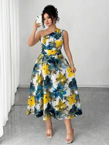 Elenzga 大码女式优雅蓝白碎花针织长裙，适合返校、毕业典礼、情人节、音乐节、母亲节、万圣节、感恩节、复活节、国庆节、舞会、约会派对、婚礼季、户外旅行等场合。 - 白色 - 查看 1