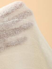 DAZY Áo len nữ thanh lịch, tay dài, cổ chữ V sâu, ôm sát, viền ren, chất liệu mỏng nhẹ, thích hợp cho kỳ nghỉ hè. - Màu be - Xem 8