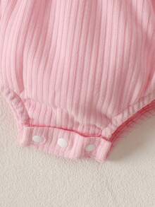 SHEIN 婴儿秋季连体衣，可爱女宝宝服装，萌萌蝴蝶结公主连体衣，新生儿至100天春秋季连体衣 - 粉色 - 查看 6