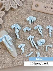 100pcs Butterfly Nail Art Decorations, Blue, White, Pink 3D Butterfly Nail Art Accessories, Cute DIY Nail Art Decor Techniques, Nail Art Crafts Nails Nail Supplies - Multicolor - View 6