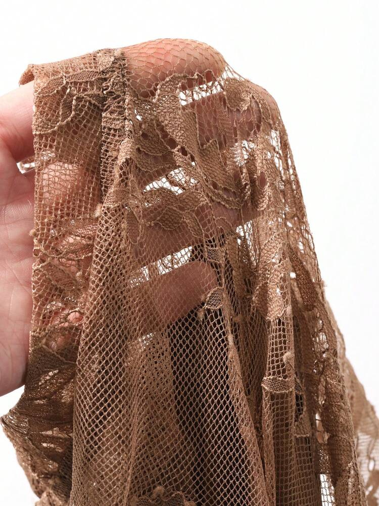 Women's Stand Collar Lace Patchwork Elegant Waist Cinched Midi Party Dress