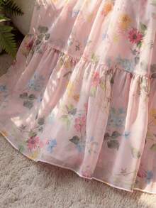 GlowEve Đầm nữ thanh lịch, thời trang, thoải mái, quyến rũ, cổ điển, tối giản, cao cấp, lãng mạn, thích hợp cho kỳ nghỉ, quý cô dịu dàng, tay dài, cổ vuông, eo xếp ly, dáng chữ A, chất liệu chiffon, họa tiết hoa nhí (Họa tiết hoa nhí ngẫu nhiên) - Hồng - Xem 4