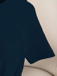 Franclia 优雅女士连体衣，休闲连身裤，圆领连体衣，日常短袖连体衣 - 藏蓝色 - 查看 4