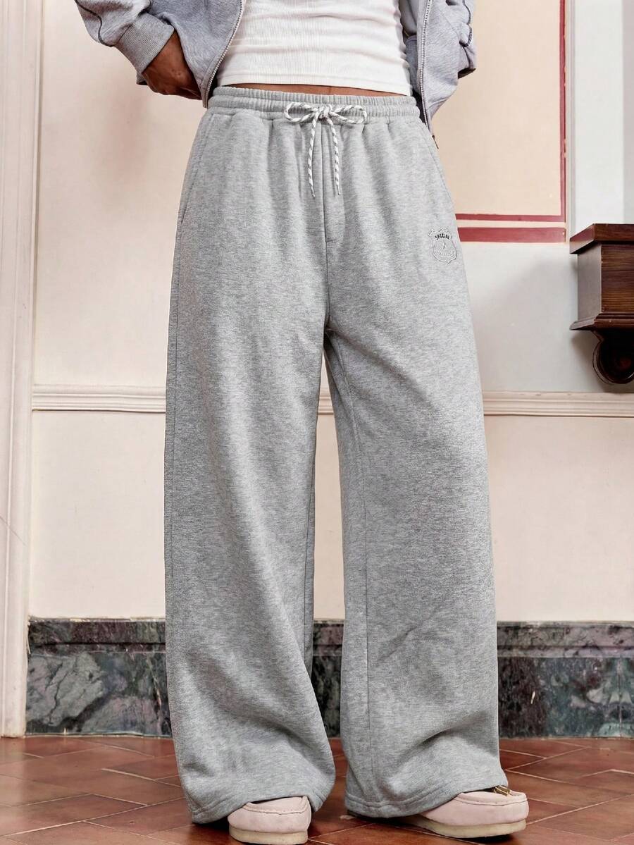 SWAVVY Herrbyxor med bokstäver och dragsko i midjan, vida ben och lösa passform