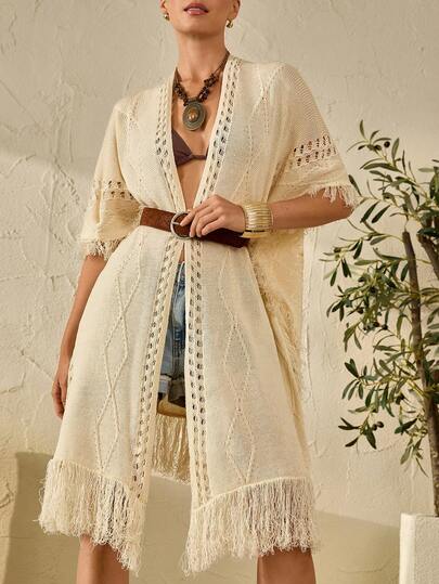Bóhologie Women Frill Detailed Kimono Beach Wear