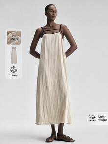 Ontre Đầm hai dây kẻ sọc mới mùa hè 2026 với dây thắt eo, kiểu dáng đa năng, phù hợp cho việc đi làm trong thành phố, đi nghỉ mát, đi biển, tham dự lễ hội âm nhạc vào mùa xuân và mùa hè. - Nhiều màu - Xem 2