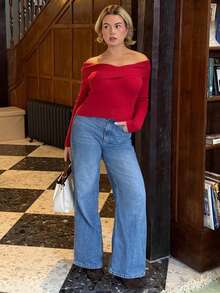 Bethéva Women Streetwear Solid Color Slim Fit Casual Street Style Long Sleeve Sweater Top - Burgundy - View 5