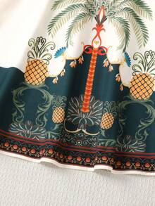 Young Girl's Casual Vacation Halter A-Line Solid Orange Dress, Suitable For Holiday, Beach, And Seaside - Multicolor - View 3