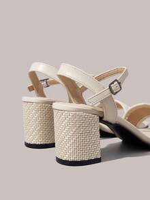 Styleloop Women's High-Heeled Sandals, Simple And Casual, With Decoration, Bohemian Travel Women's Shoes, Summer Wear Vacation, Beach, Leisure, Suitable For Vacation Season, Spring And Summer, Vacation Wear, Travel Essentials, Summer Wear, Vacation Atmosphere - Beige - View 5