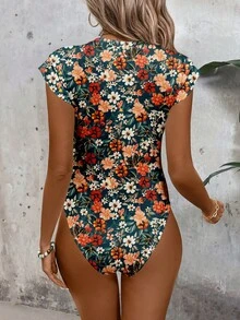 SHEIN LUNE 女士休闲印花连体衣，适合春夏季穿着 - 彩色 - 查看 2