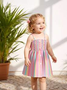 SHEIN Baby Girls Cute Casual Heart Pattern Dress - Multicolor - View 1