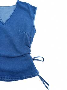 GlowEve Women's Casual Sleeveless Denim Top, Summer - Blue - View 4