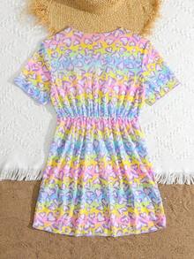 SHEIN 少女爱心印花短袖罩衫 - 彩色 - 查看 2
