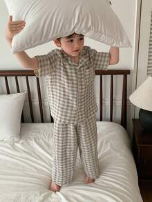 DAZY Toddler Boys' Plaid Lace-Up Straight Casual Pajamas - Multicolor - View 6