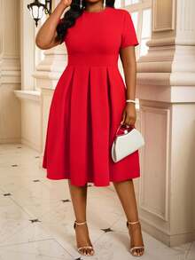 Fleurora 春夏秋冬优雅办公室派对新年女士连衣裙 春夏秋冬优雅办公室派对新年女士连衣裙 度假装女士沙滩装女士海滩度假沙滩裙婚礼宾客连衣裙女士商务休闲女士舞会连衣裙 - 紅色 - 查看 6