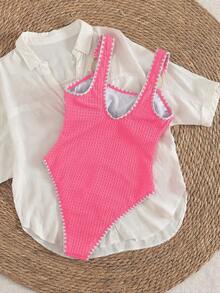 Bonvoyette Swim Lushoire 新款女士波西米亚佩斯利印花挂脖比基尼套装，两件式彩色曼陀罗泳装，活力孔雀羽毛印花比基尼套装，粉色、蓝色、白色和绿色交织的缤纷设计比基尼，侧系带性感泳裤，挂脖系带比基尼上衣，活力多色沙滩装，加厚聚拢罩杯，夏季度假泳池派对泳装，适合音乐节、热带海岛度假等场合，尽显摩登风情。 - 玫紅色 - 查看 5