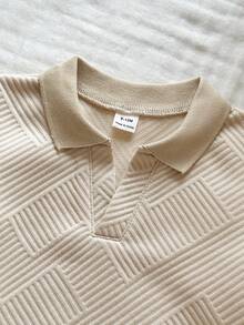 SHEIN Baby Boy Casual Comfortable Versatile All-Match Pullover Top, Unique Textured Fabric - Apricot - View 5