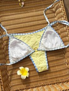 Swim Mod Bộ đồ bơi 2 mảnh dành cho nữ, mẫu mới Xuân/Hè 2026, chất liệu vải đặc biệt in họa tiết ngẫu nhiên, thích hợp cho kỳ nghỉ biển, phong cách thanh lịch và thường ngày. - Nhiều màu - Xem 2