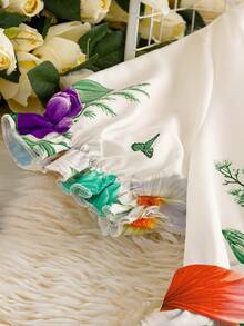 EMERY ROSE Đầm nữ cỡ lớn lãng mạn cổ chữ X tay ngắn in hoa eo chun - Nhiều màu - Xem 5