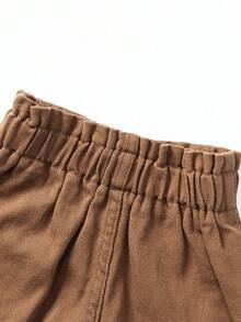 SHEIN Playful Pals 3条装女童A字牛仔短裤，夏季新款休闲时尚简约百搭，褶皱腰身，松紧腰带，双扣设计，穿着舒适，黑色、棕色、浅蓝色水洗3种颜色可选，适合度假、音乐节、学校、派对等场合。 - 彩色 - 查看 7