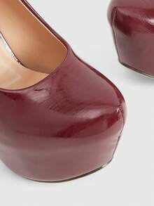 CUCCOO LuxiPop Women's Thick Sole Fashionable Elegant High Heel Shoes For Party Occasions, Nightclub Party Style, Suitable For Spring, Summer, Vacation, 2000's Style - Burgundy - View 3
